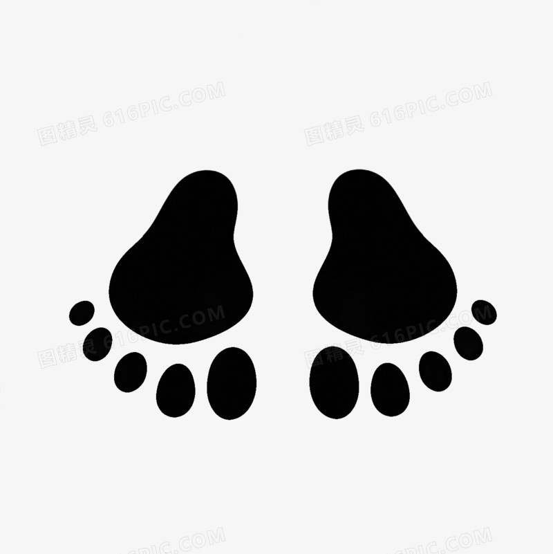 卡通黑色猴子脚印免抠元素