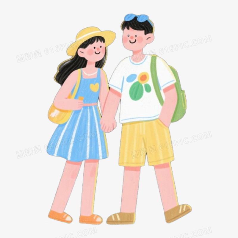甜蜜旅游情侣免抠元素