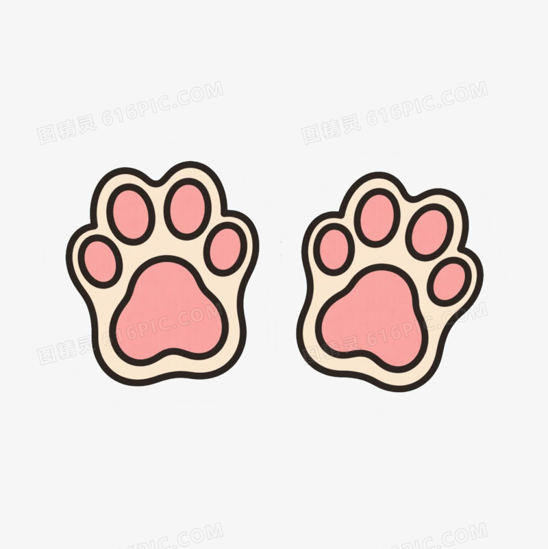 卡通粉色猫爪印免抠元素