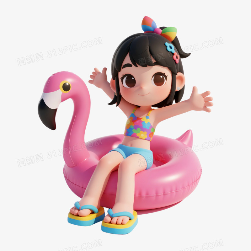 可爱夏季人物免抠元素