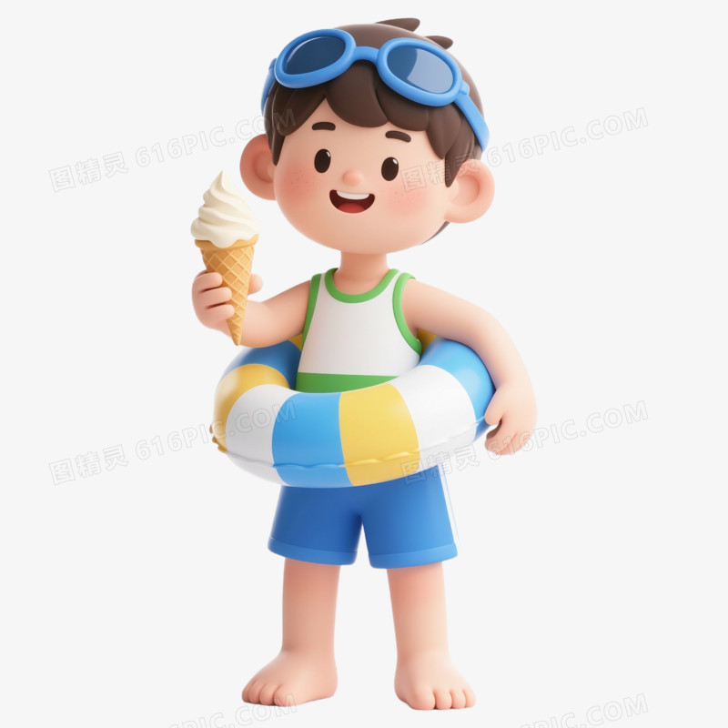 可爱夏季人物免抠元素