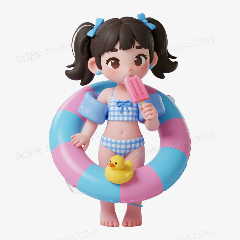 可爱夏季人物免抠元素