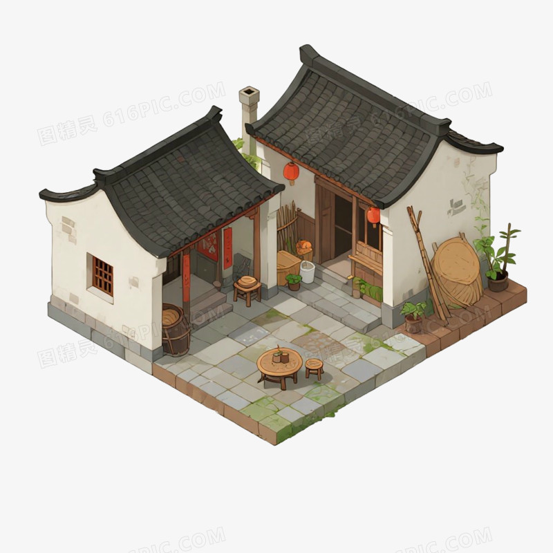 中式庭院风景免抠元素