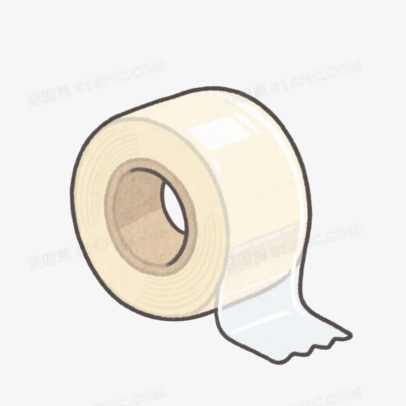 卡通插画风办公用品胶带免抠元素