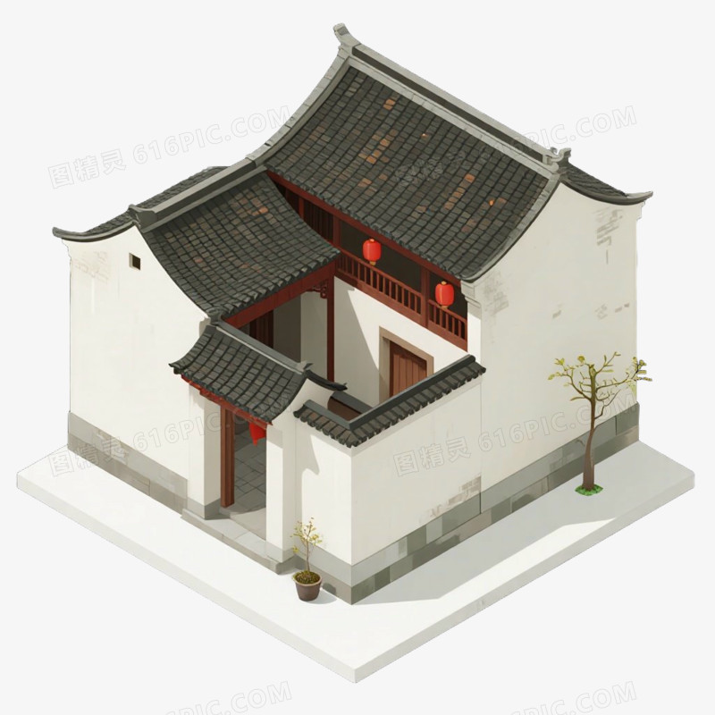 中式庭院风景免抠元素
