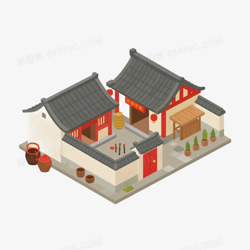 中式庭院风景免抠元素