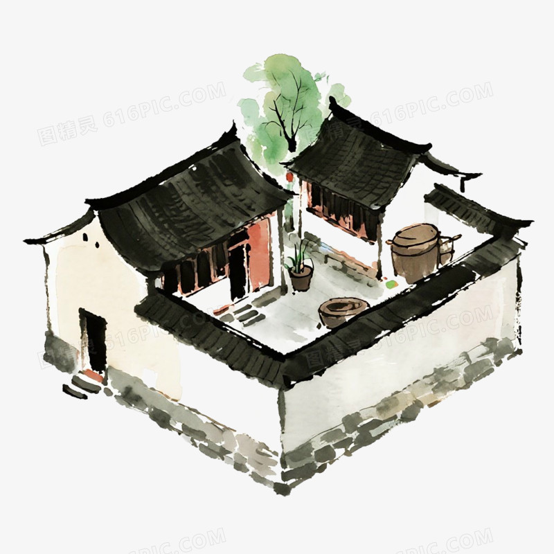 中式庭院风景免抠元素