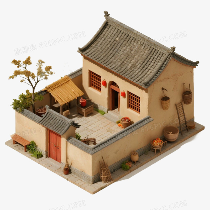 中式庭院风景免抠元素
