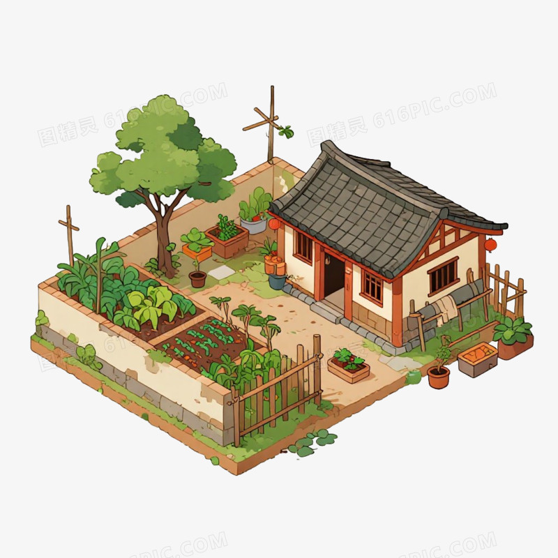中式庭院风景免抠元素