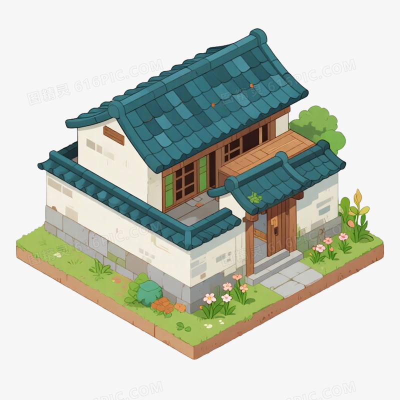 中式庭院风景免抠元素
