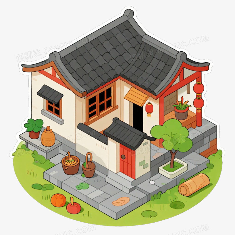中式庭院风景免抠元素