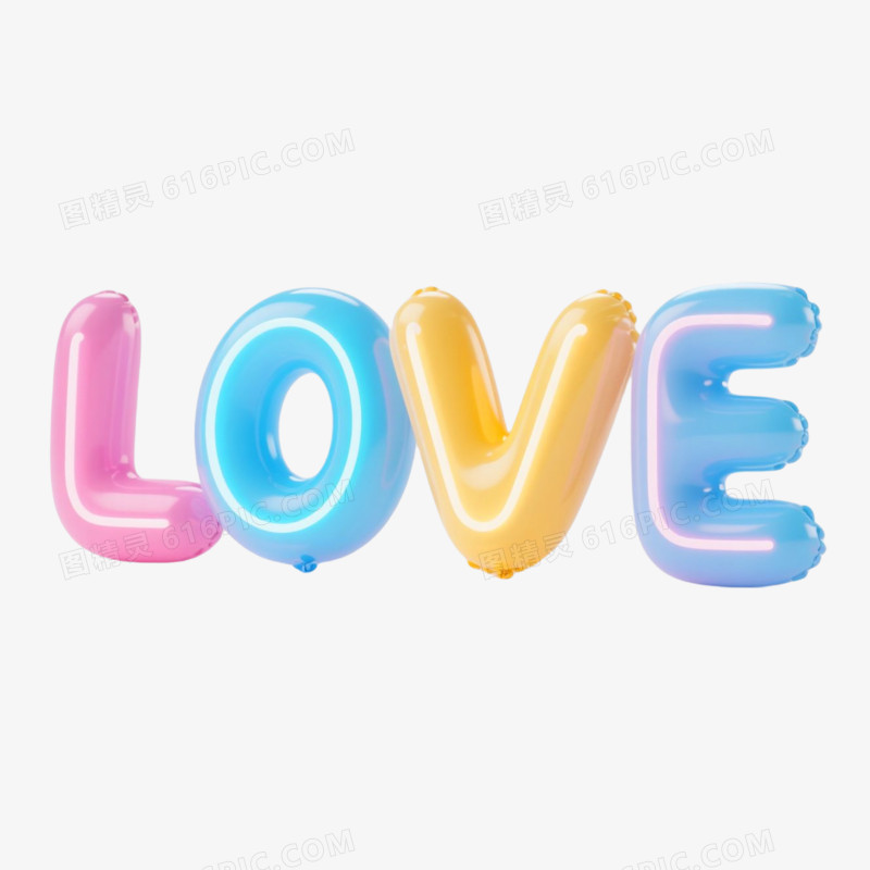 love气球膨胀风艺术字
