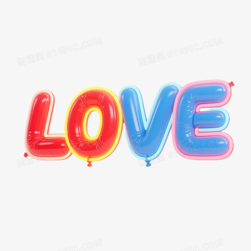 love气球膨胀风艺术字