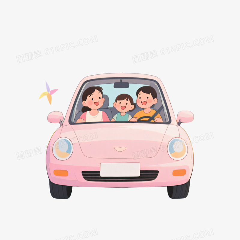 卡通手绘插画风格夏季旅游出游露营自驾游免抠元素