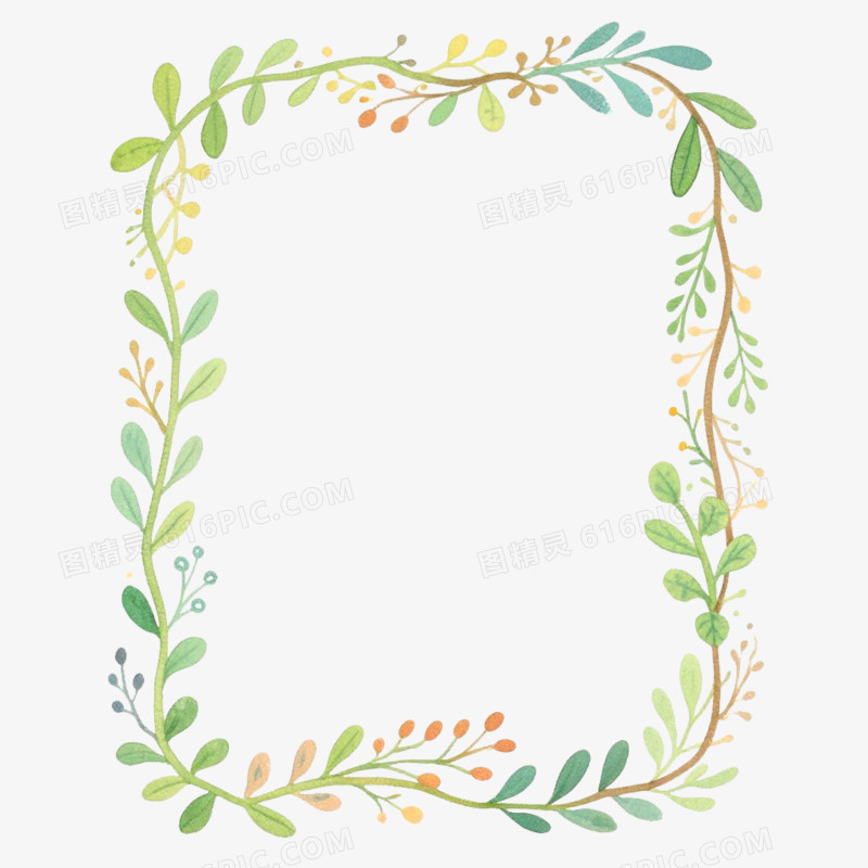手绘插画水彩植物花卉边框边框免抠元素