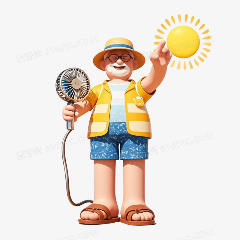夏季度假休闲卡通人物免抠元素
