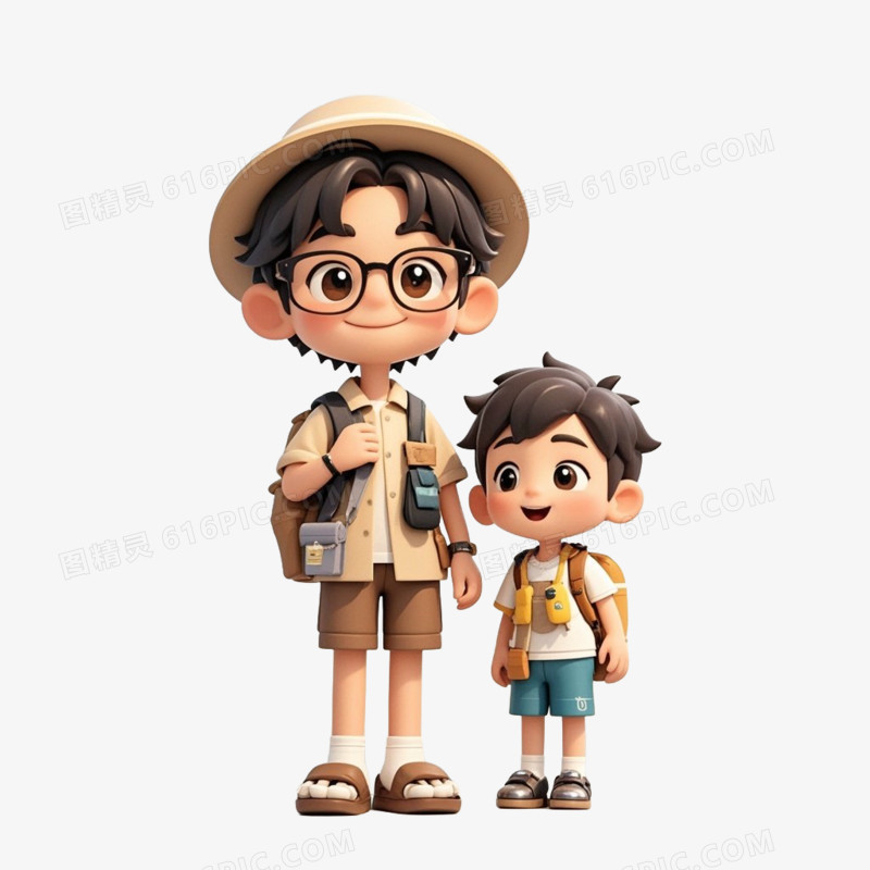 夏季度假休闲卡通人物免抠元素