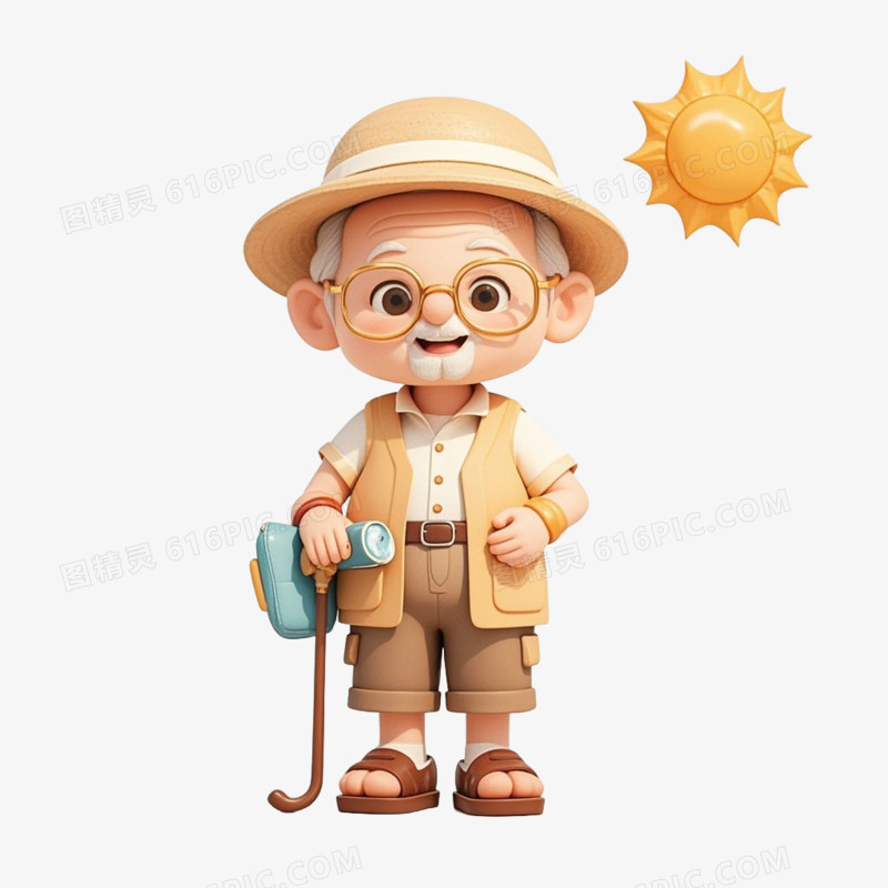 夏季度假休闲卡通人物免抠元素