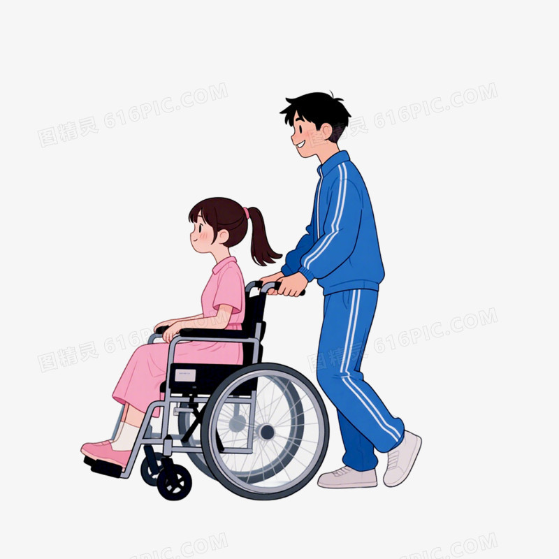 手绘插画风格医院探望病人接病人出院免抠元素