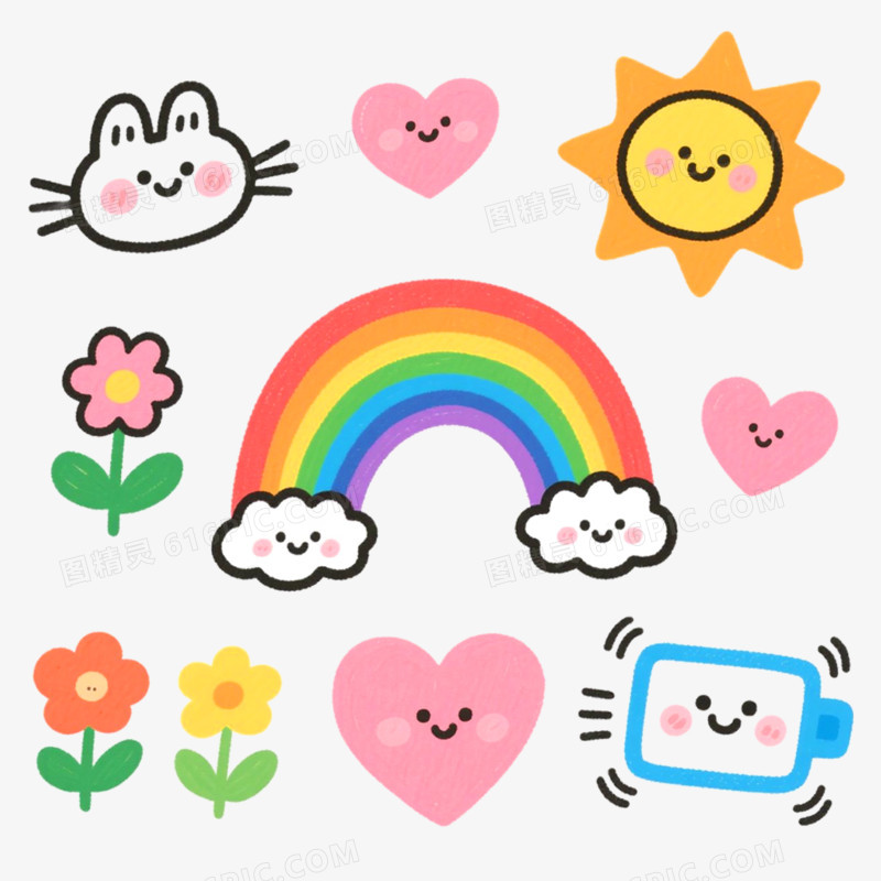 手绘插画简笔画装饰元素免抠元素