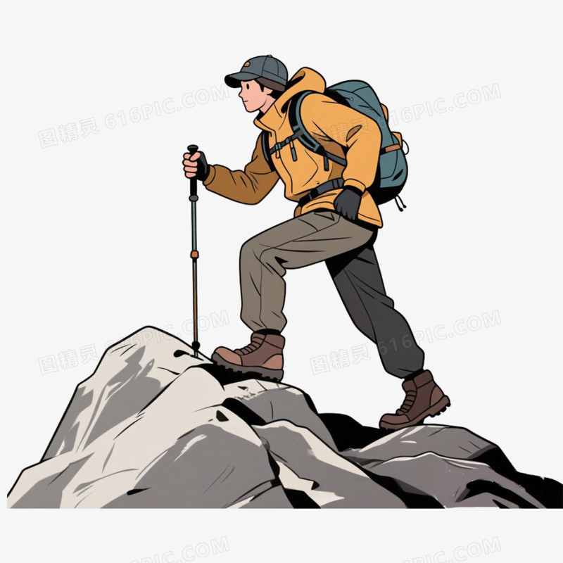 户外运动爬山徒步免抠元素