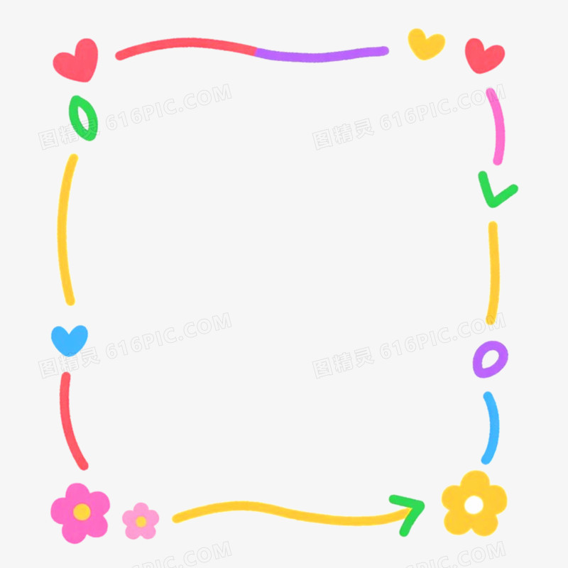 手绘插画简笔画边框免抠元素