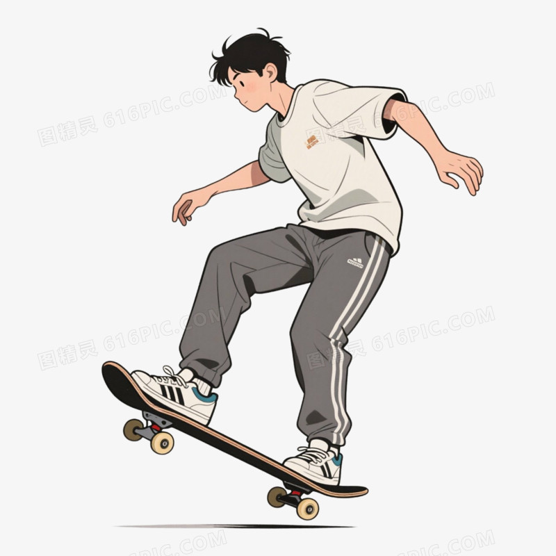 户外运动玩滑板免抠元素