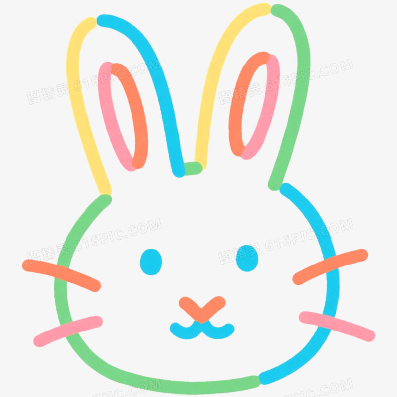 手绘插画简笔画动物兔子 免抠元素