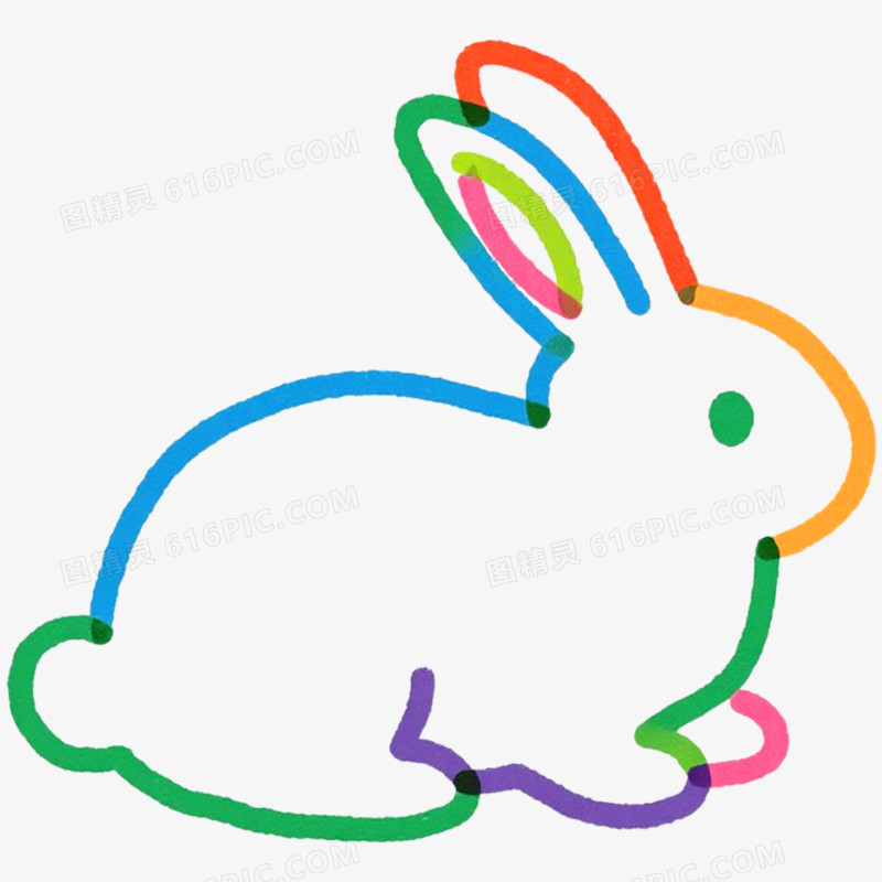 手绘插画简笔画动物兔子 免抠元素