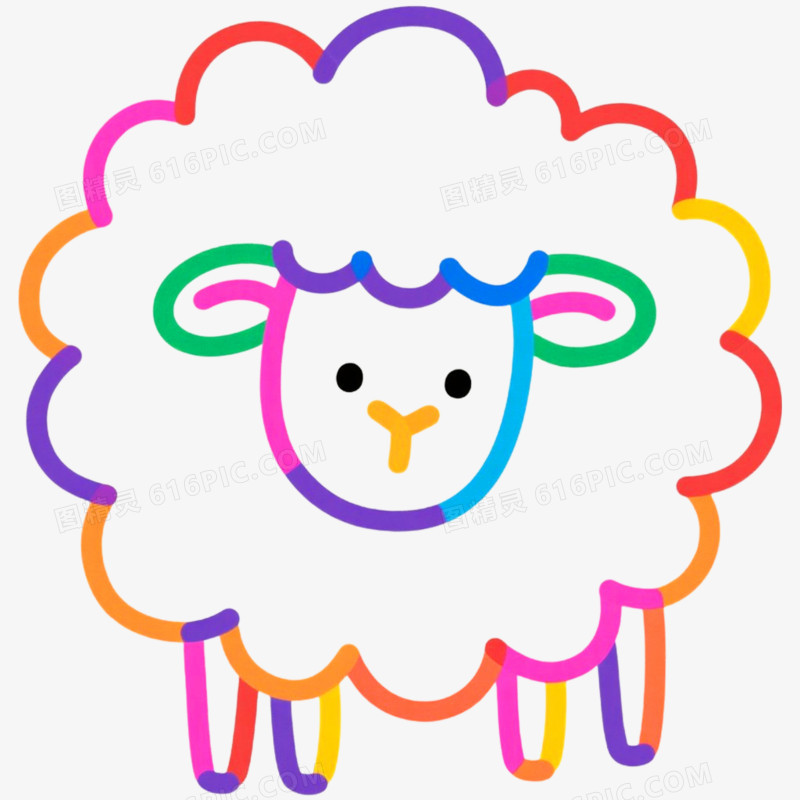 手绘插画简笔画动物绵羊免抠元素