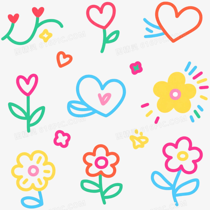 手绘插画简笔画装饰图案免抠元素