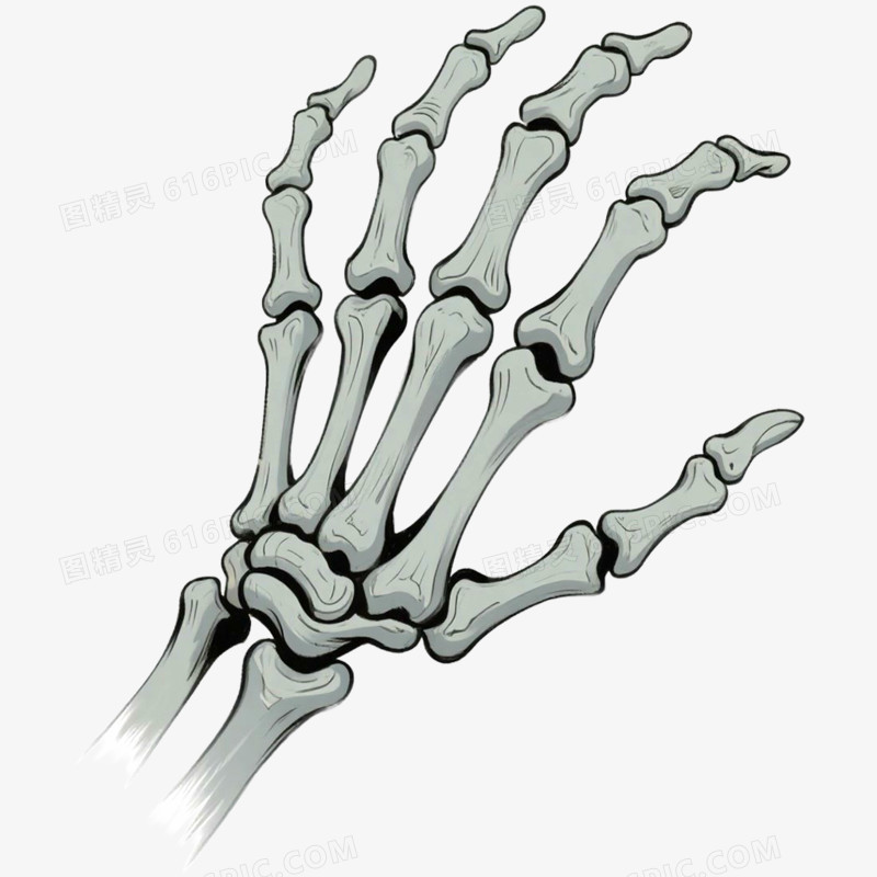 手绘插画骷髅手免抠元素