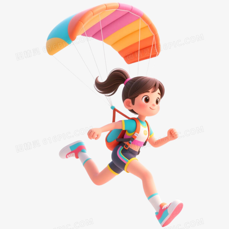 3D立体户外运动滑翔伞免抠元素
