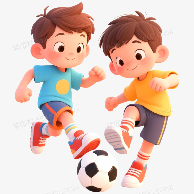 手绘插画运动会踢足球免抠元素