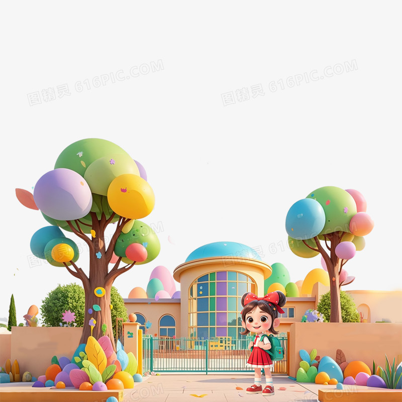 卡通手绘学校开学季免抠元素