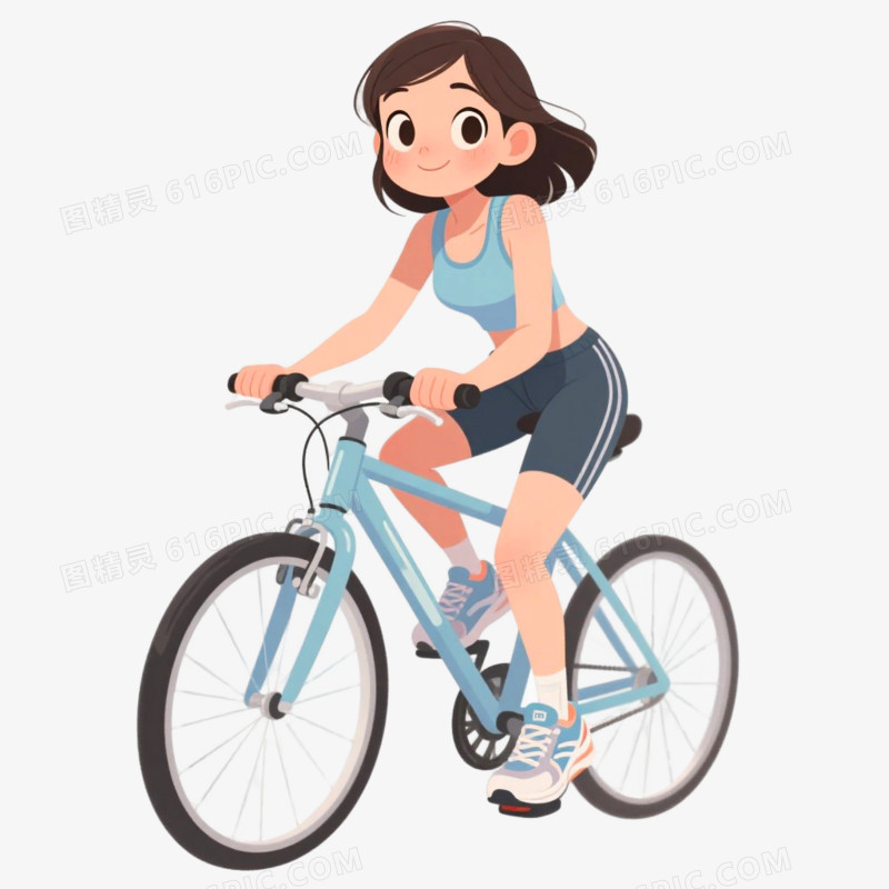 插画风格户外活动骑行免抠元素
