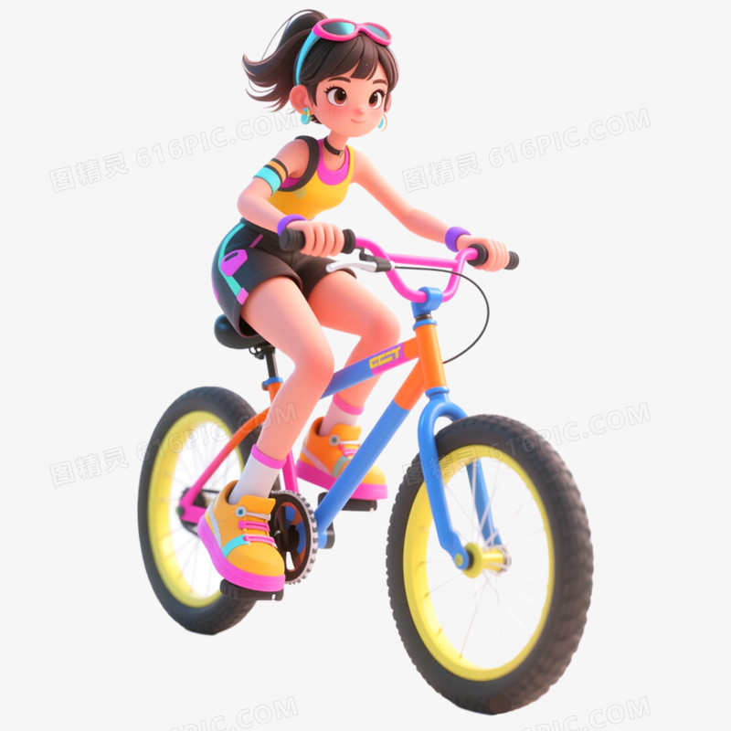 手绘插画户外运动骑行免抠元素