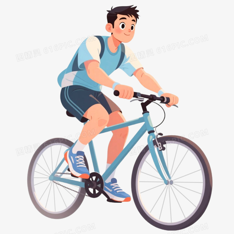 插画风格户外活动骑行免抠元素