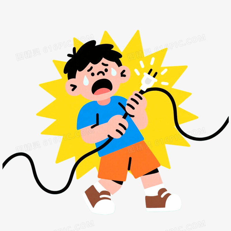 手绘插画用电安全知识常识免抠元素