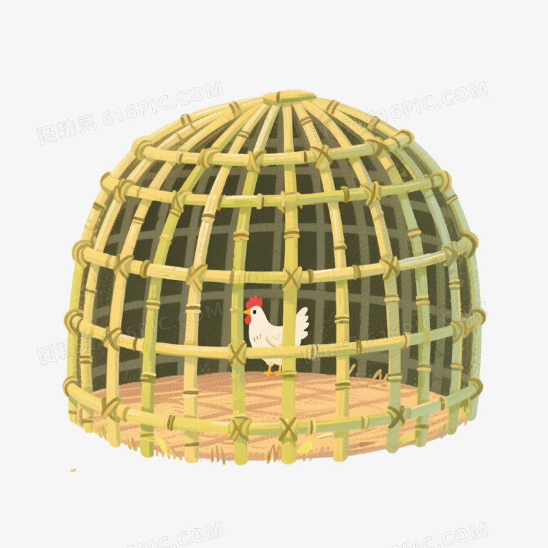 手绘插画风格鸡舍免抠元素