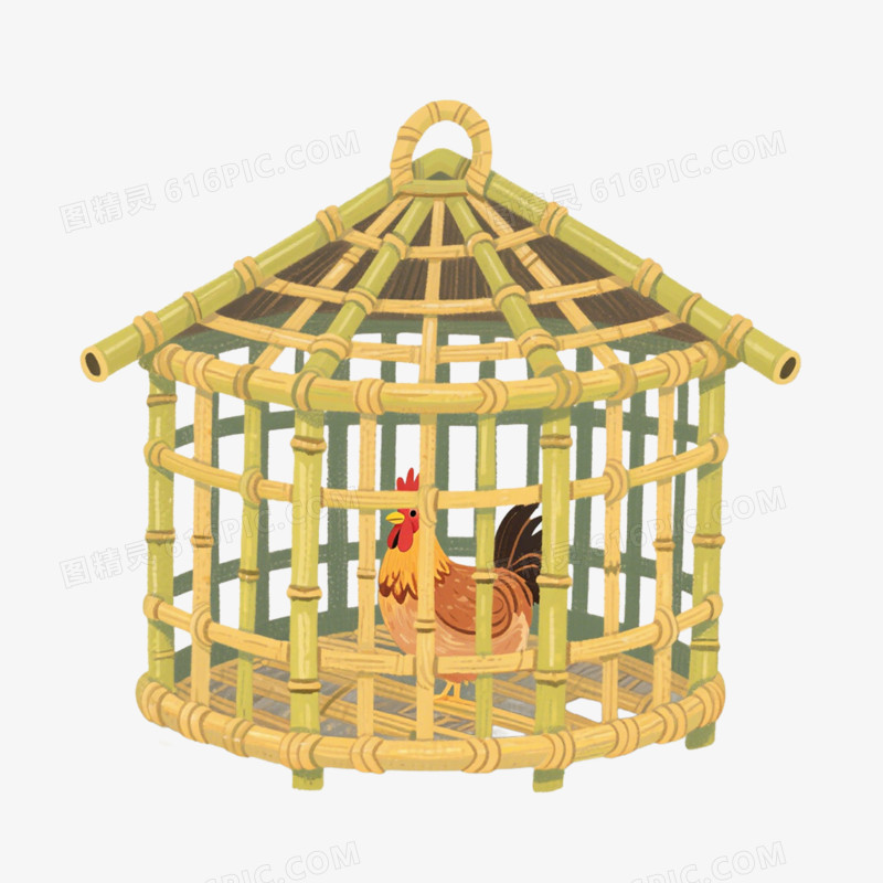 手绘插画风格鸡舍免抠元素