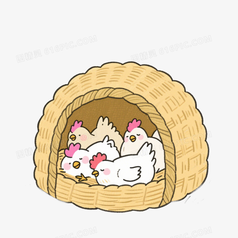 手绘插画风格鸡舍免抠元素