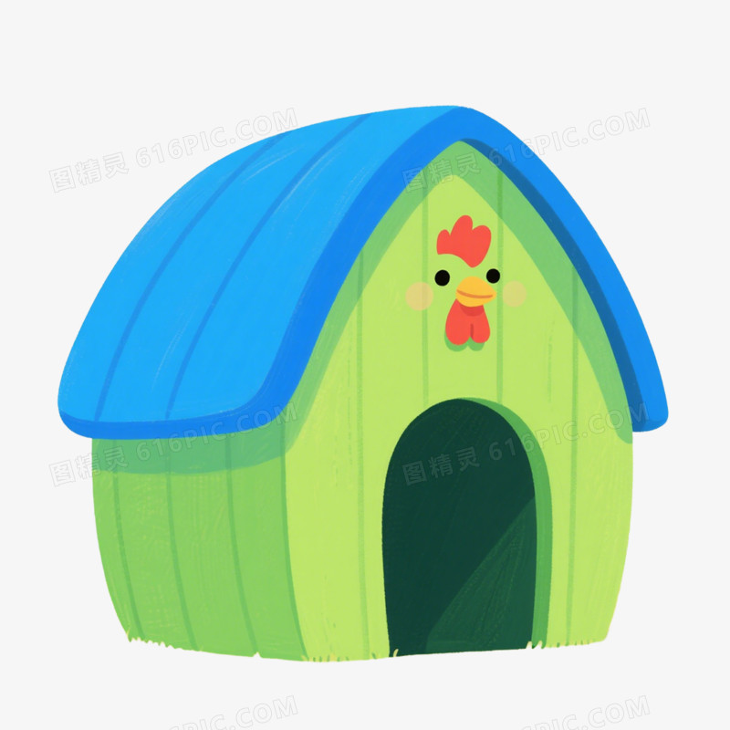 手绘插画风格鸡舍免抠元素