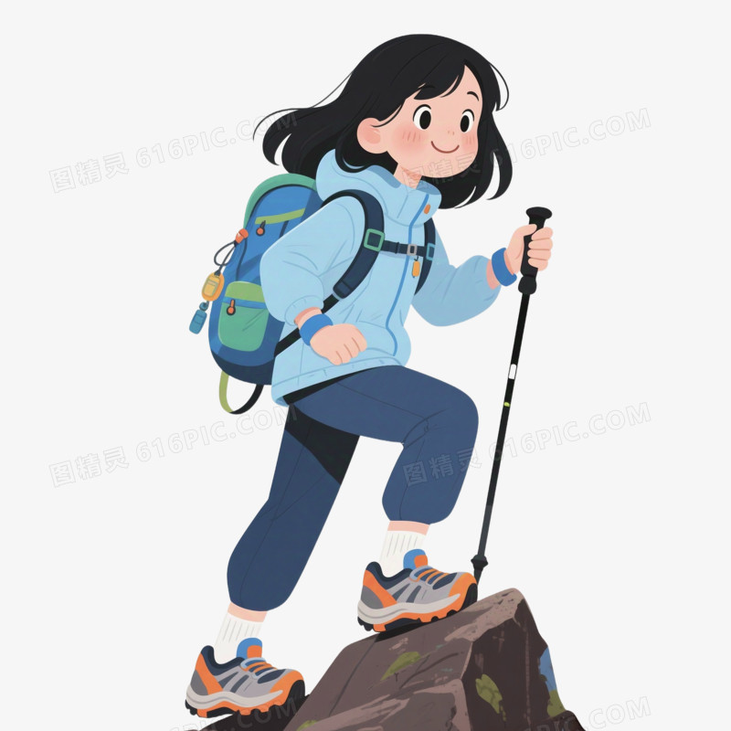 卡通手绘运动会登山免抠元素