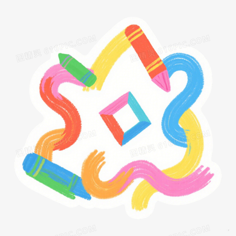 彩色简笔画小动物涂鸦免抠元素
