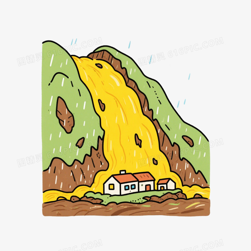 手绘卡通风格夏季自然灾害免抠元素