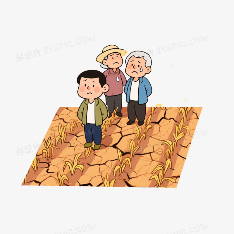 手绘卡通风格夏季自然灾害免抠元素