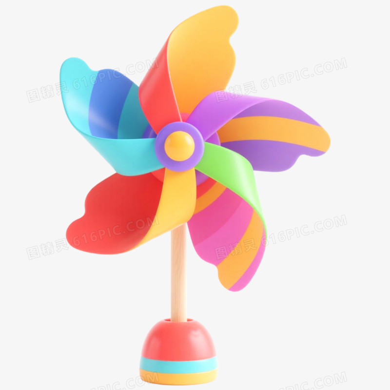 摄影实拍五彩玩具风车免抠元素