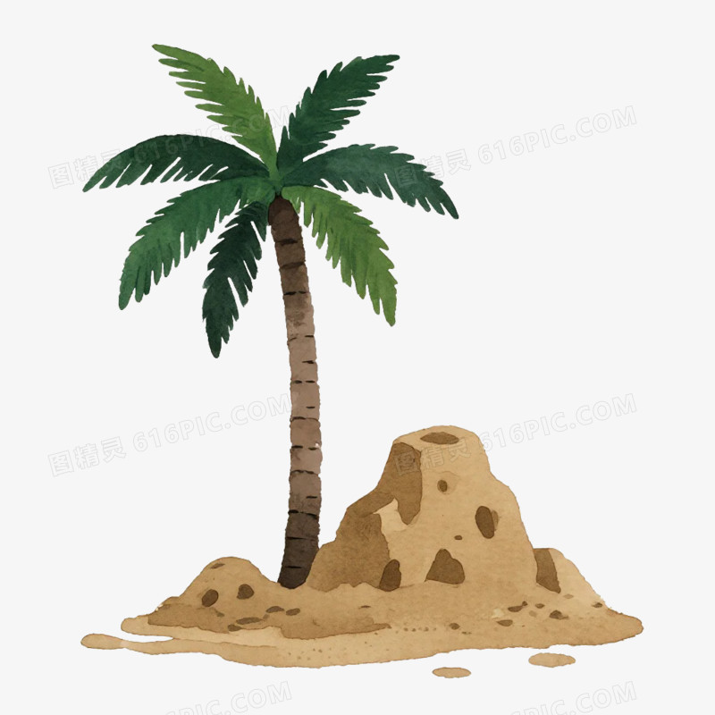 卡通插画风果树棕榈树免抠元素