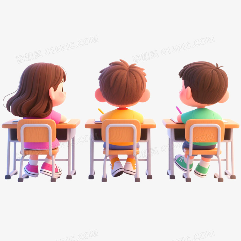 手绘插画学生教室学习免抠元素
